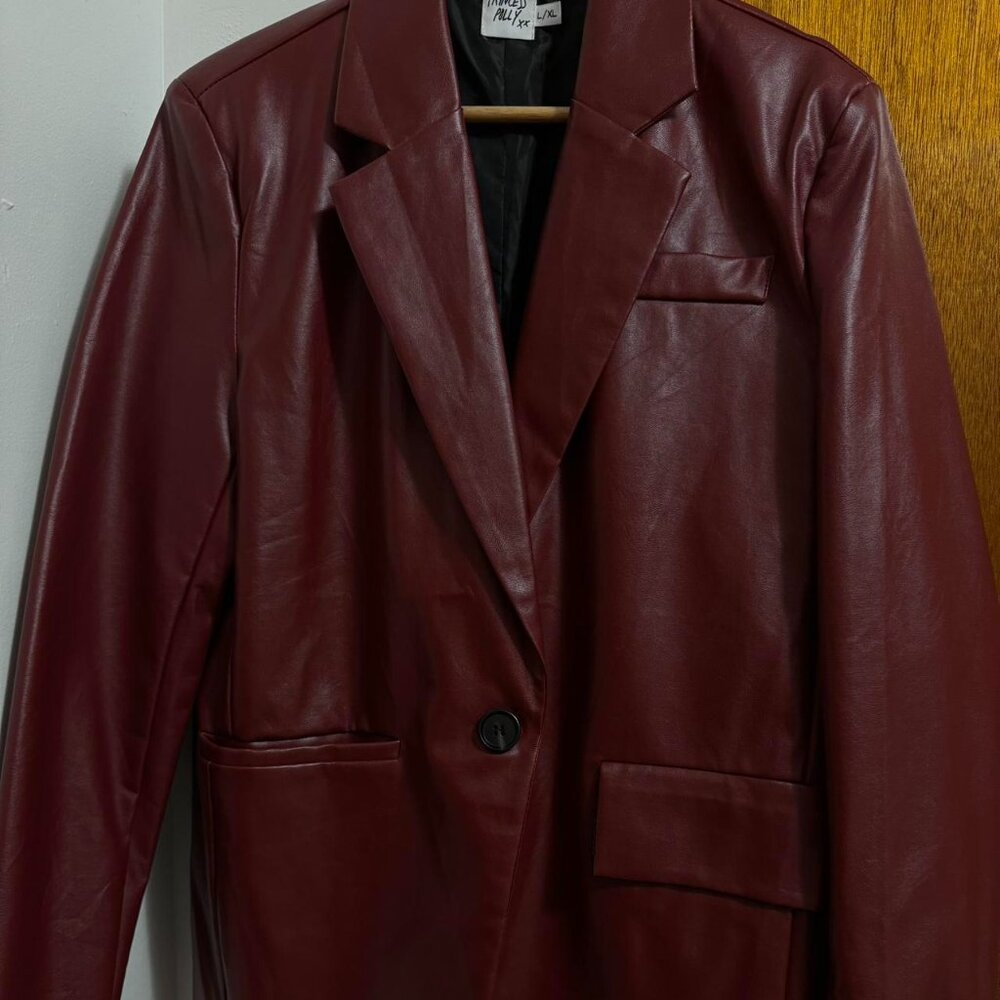 Burgundy/Red Faux Leather Jacket